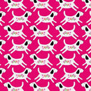 3 Wishes Fabric, Every Home Every Dog, White Dogs on Hot Pink