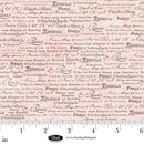 Blank Quilting, Parisian Snippets, Script Text , Pink
