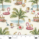 Blank Quilting, Vintage Summer, Palm Tree Print, Ivory