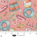 Blank Quilting, Vintage Summer, Tossed Beach Toys, Mauve
