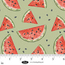 Blank Quilting, Vintage Summer, Watermelon on Sage Green