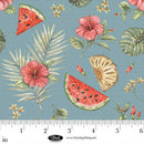 Blank Quilting, Vintage Summer, Tropical Fruit on Slate