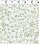 Clothworks, Crocodile Smiles, Floral Lineworks, Mist Gray