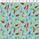 Clothworks, Lily Pond, Colorful Koi, Lt Teal