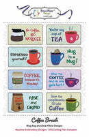 Coffee Break Mug Rug and Desk Pillow Designs
