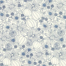 Crystal Lawn, Blue Line Drawing on Cream