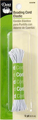 Dritz Beading Cord Elastic, White 5Y pk