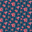 FIGO Fabrics, Florescence, Chintz Rose, Navy