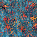 Island Batik, Starry Seas, Sea Urchins, Blue Orange
