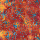 Island Batik, Starry Seas, Sea Urchins, Orange Vermillion