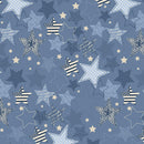 Lumin Fabrics, Stripes and Stars, Large Stars, Blue Tonal
