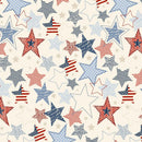 Lumin Fabrics, Stripes and Stars, Large Stars, Cream, Multi