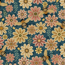 Marcus Fabrics, Jennie Jo Lamb, Honeycomb Hollow, Flowers & Bees, Teal