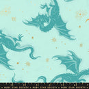 Moda. Ruby Star, Fire Glow Metallic, Aqua Dragons, Mint Green