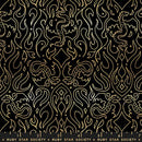 Moda. Ruby Star, Fire Glow Metallic, Damask Flames, Black
