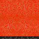 Moda. Ruby Star, Fire Glow Metallic, Damask Flames, Dark Ruby Red