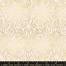 Moda. Ruby Star, Fire Glow Metallic, Damask Flames, Shell White