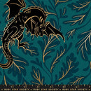 Moda. Ruby Star, Fire Glow Metallic, Dragons, Galaxy Blue-70/30 LINEN BLEND