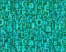 Northcott, Banyan Batiks, Abstraction, Typography, Dark Teal
