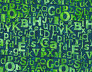 Northcott, Banyan Batiks, Abstraction, Typography, Denim/Green