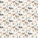 Northcott, Barnyard Christmas, Farm Animals on White
