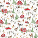 Northcott, Barnyard Christmas, Scenic on White