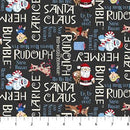 Northcott, Rudolph the Red Nosed Reindeer, Holiday Text on Black