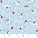 Northcott, Rudolph the Red Nosed Reindeer, Yeti Snowflakes on Light Blue