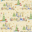 P&B Textiles, Turnkowsky Treasures, Merry Christmas Text wth Animals on Ecru