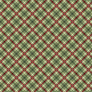 P&B Textiles, Winter Song, Diagonal Plaid, Red and Green
