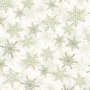 P&B Textiles, Winter Song, Layered Snowflakes, Green on Cream