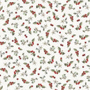 P&B Textiles, Winter Song, Tossed Holly and Berries, Cream