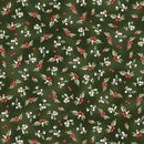 P&B Textiles, Winter Song, Tossed Holly and Berries, Dark Green