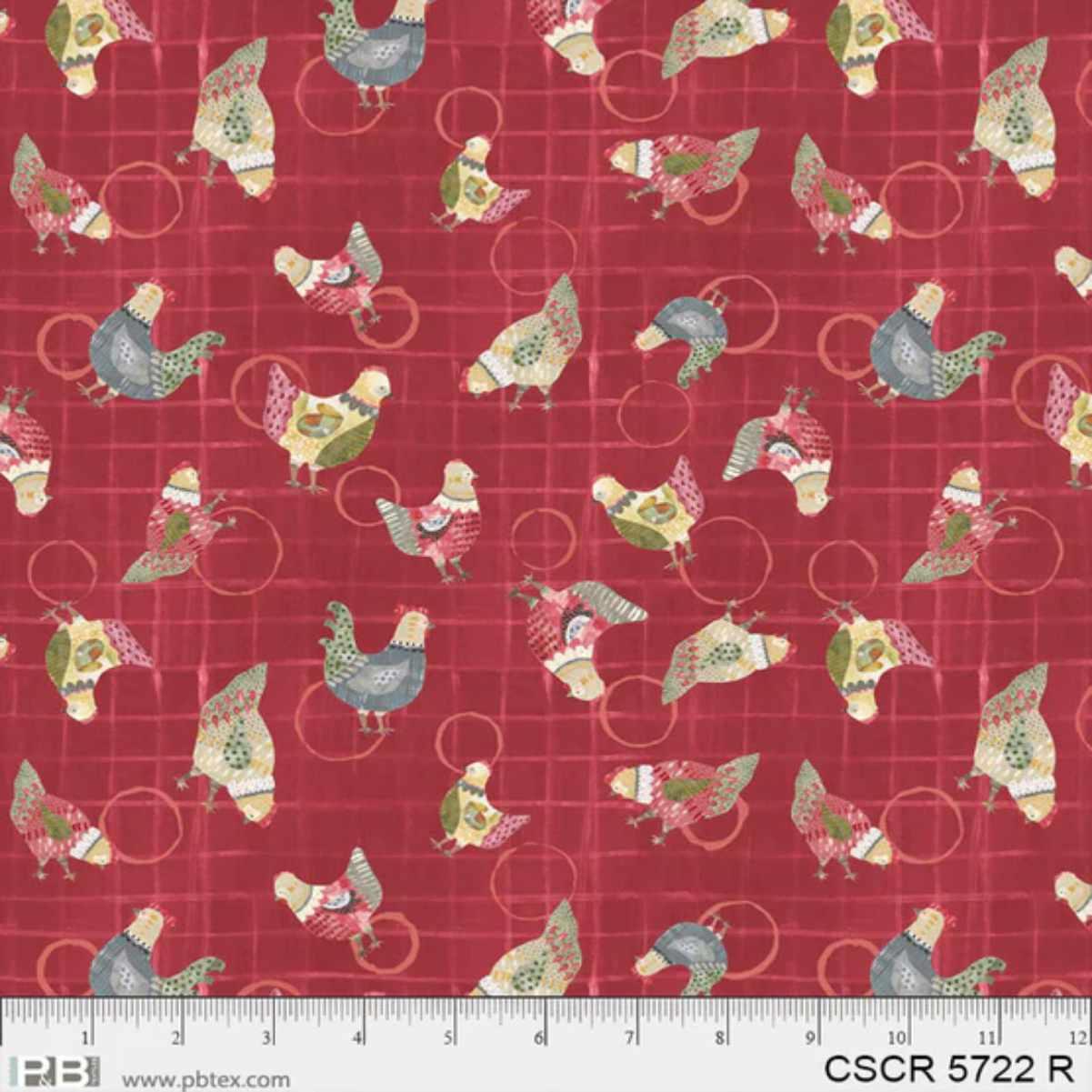 P & B Textiles, Chicken Scratch, Chicken Toss, Red