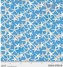 P & B Textiles, Sea Whispers, Starfish Allover, Blue