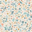 QT Fabrics, Deep Sea Dazzle, Coral, Beige, Multi