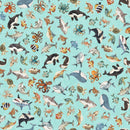 QT Fabrics, Deep Sea Dazzle, Sea Creatures, Aqua