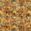 QT Fabrics, Folklore, Textured Leaf Medallion, Amber