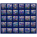 QT Fabrics, Mosaic Blooms, Stained Glass Floral Picture Panel, Navy