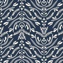 QT Fabrics, Serenade, Damask Branches, Navy Blue