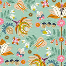 QT Fabrics, Serenade, Folk Bouquet, Dusty Aqua Blue