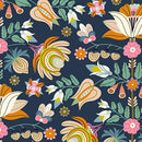 QT Fabrics, Serenade, Folk Bouquet, Navy Blue