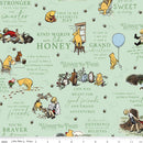 Riley Blake, Classic Winnie The Pooh, Words, Green