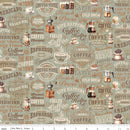 Riley Blake, Coffee Time, Coffee Text, Sage Green