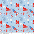 Riley Blake, Firecracker Main, Frost Blue