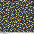Riley Blake, New Box of Crayons, Crayon Toss, Black