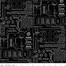 Riley Blake, Sew America, Sewing Notes Text on Black