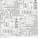 Riley Blake, Sew America, Sewing Notes Text on Off White
