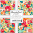 Robert Kaufman, Painterly Petals, Valley 10in Sq Pack 42 Pieces