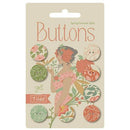 Tilda Songbird Buttons, 8pc .63, Coral/Green